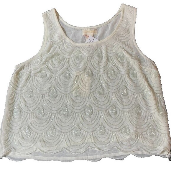 NEW Lucy & Laurel Beaded net mermaid tank Top blouse S PARTY FESTIVAL DAINTY - Picture 1 of 16